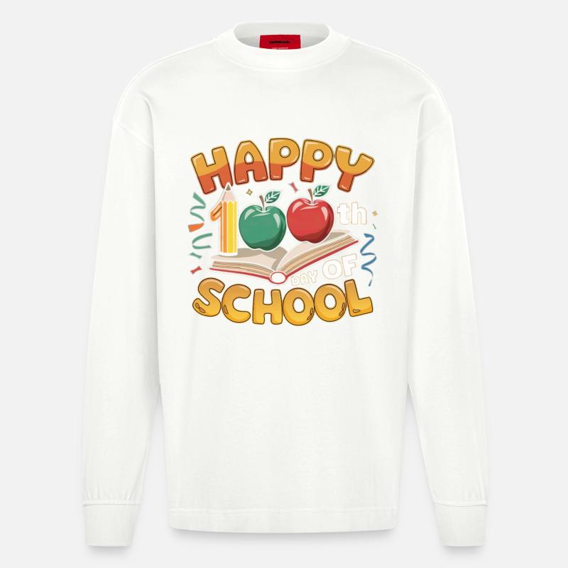 Conception du centième anniversaire de l’école - Manches longues bio épais oversize fabriqué en UE - OFF WHITE