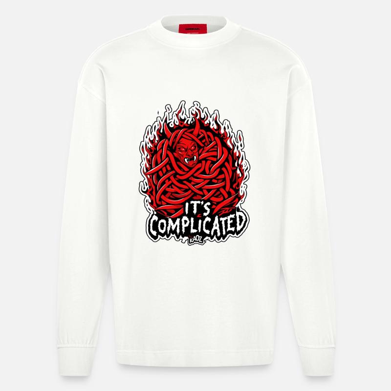 Trasslig elddemon: Det är komplicerat - Heavyweight Oversized Organic Longsleeve Made in EU - OFF WHITE