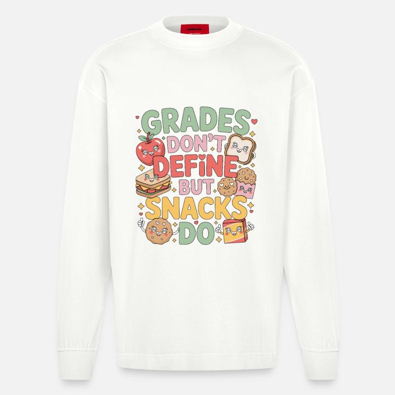 Elementary Teacher Grades Don't Define Education - Heavyweight Oversized Organic Langarmshirt Made in EU - OFF WHITE