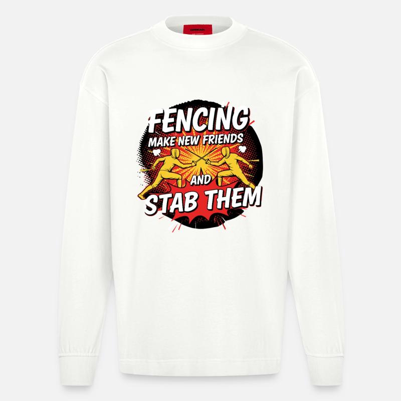 Fechten Lustig - Heavyweight Oversized Organic Langarmshirt Made in EU - OFF WHITE