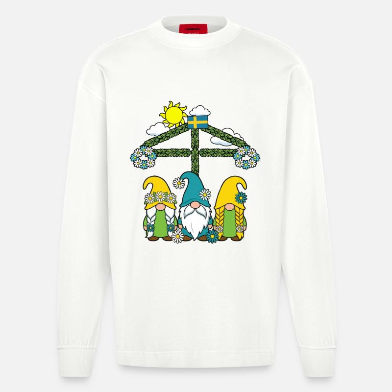 Litha Pagan Solstice d’été Midsommar - Manches longues bio épais oversize fabriqué en UE - OFF WHITE