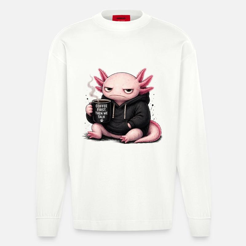 Sweat à capuche Coffee Dragon Pull - Manches longues bio épais oversize fabriqué en UE - OFF WHITE