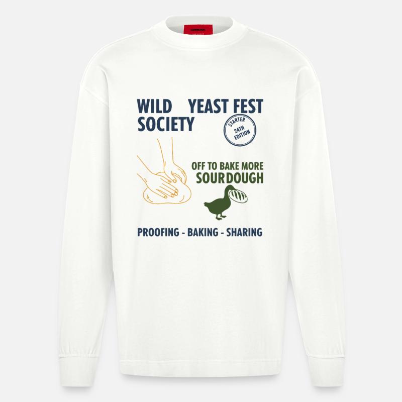 Sauerteig-Wildhefefest Gesellschaft backt weiter - Heavyweight Oversized Organic Langarmshirt Made in EU - OFF WHITE