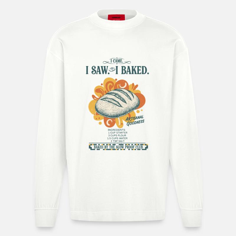 Sauerteigbrot Backbäcker Sauerteigstarter - Heavyweight Oversized Organic Langarmshirt Made in EU - OFF WHITE