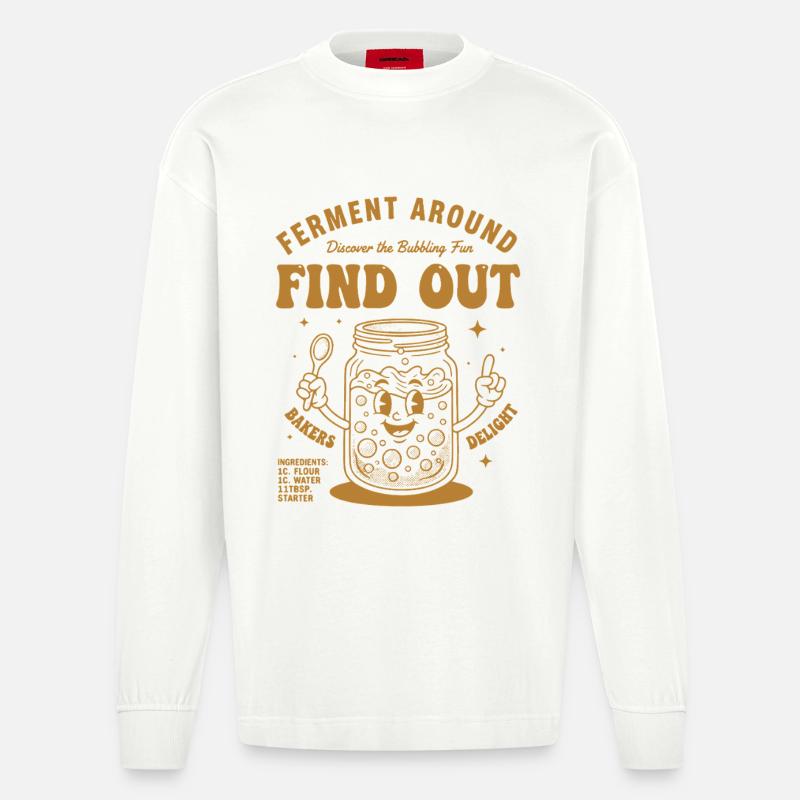 Sourdough Bread Baking Baker Sourdough Starter - Heavyweight Oversized Organic Longsleeve Shirt Made in EU - OFF WHITE
