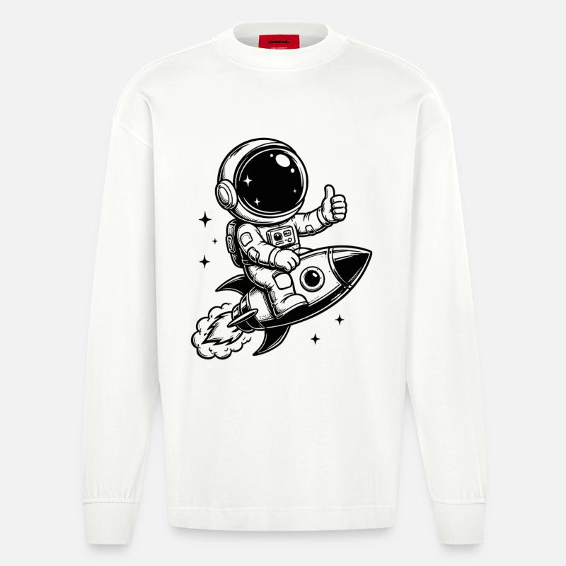 Astronaute en aventure spatiale - Manches longues bio épais oversize fabriqué en UE - OFF WHITE