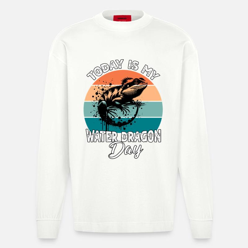 Dragon d’eau chinois - Manches longues bio épais oversize fabriqué en UE - OFF WHITE