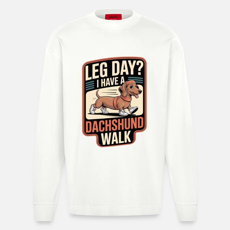 Dackel Walk - Heavyweight Oversized Organic Langarmshirt Made in EU - OFF WHITE