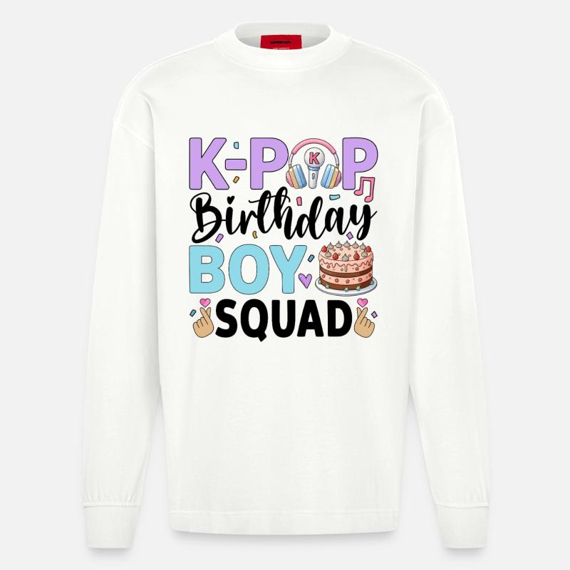 K-Pop Birthday Boy Squad - Heavyweight Oversized Organic Langarmshirt Made in EU - OFF WHITE