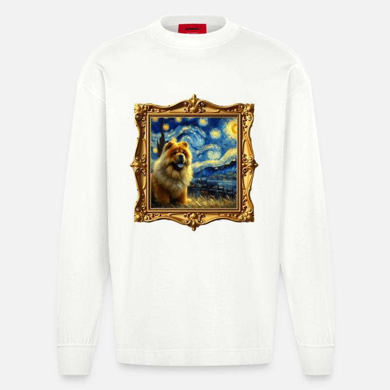 Chowchow Starry Night - Heavyweight Oversized Organic Langarmshirt Made in EU - OFF WHITE