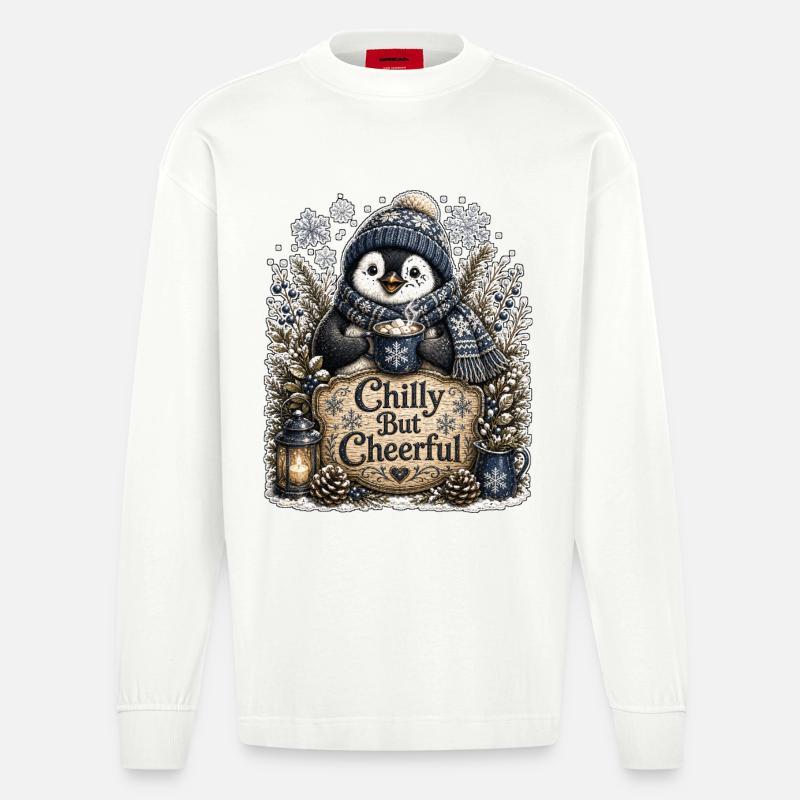 Froid mais Joyeux - Manches longues bio épais oversize fabriqué en UE - OFF WHITE