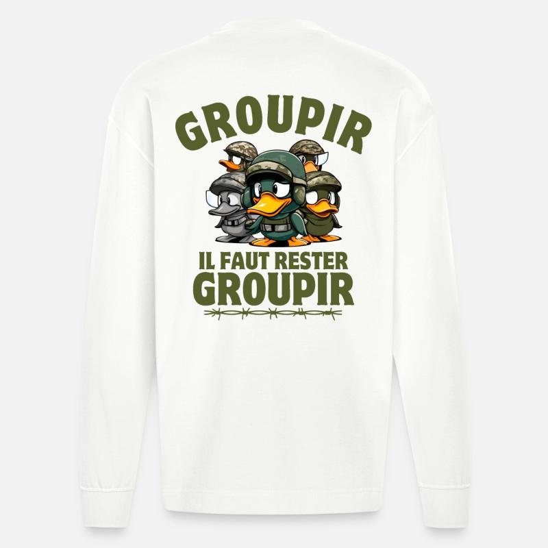 die siebte Kompanie, Tassin, Pitivier - Heavyweight Oversized Organic Langarmshirt Made in EU - OFF WHITE