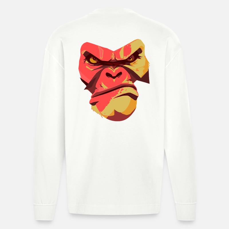Conception Gorilla Power Back - Manches longues bio épais oversize fabriqué en UE - OFF WHITE