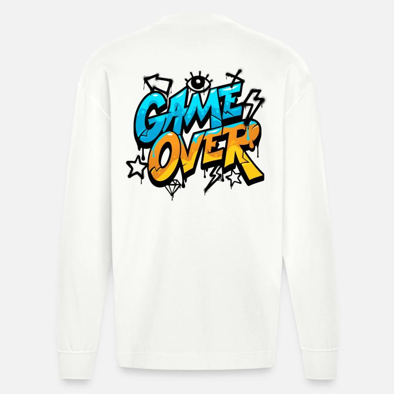 Game Over Graffiti Neon Gradient - Manches longues bio épais oversize fabriqué en UE - OFF WHITE