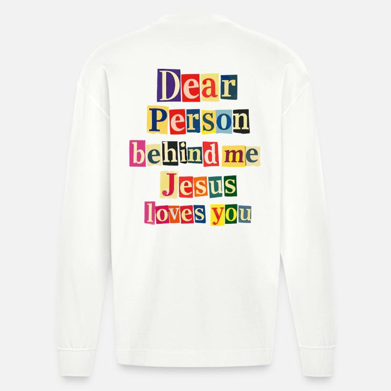 Jesus liebt dich positive Botschaft - Heavyweight Oversized Organic Langarmshirt Made in EU - OFF WHITE