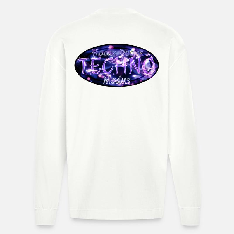 Hocus Pocus Techno Modus - Heavyweight Oversized Organic Langarmshirt Made in EU - OFF WHITE