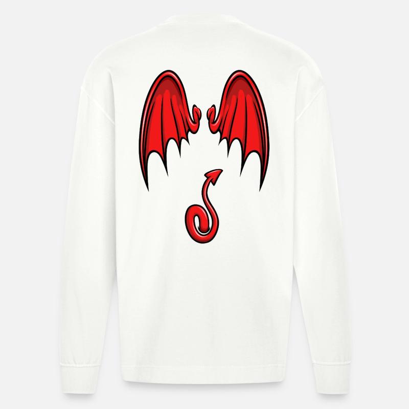 Ich bin ein kleiner Teufel - Heavyweight Oversized Organic Langarmshirt Made in EU - OFF WHITE