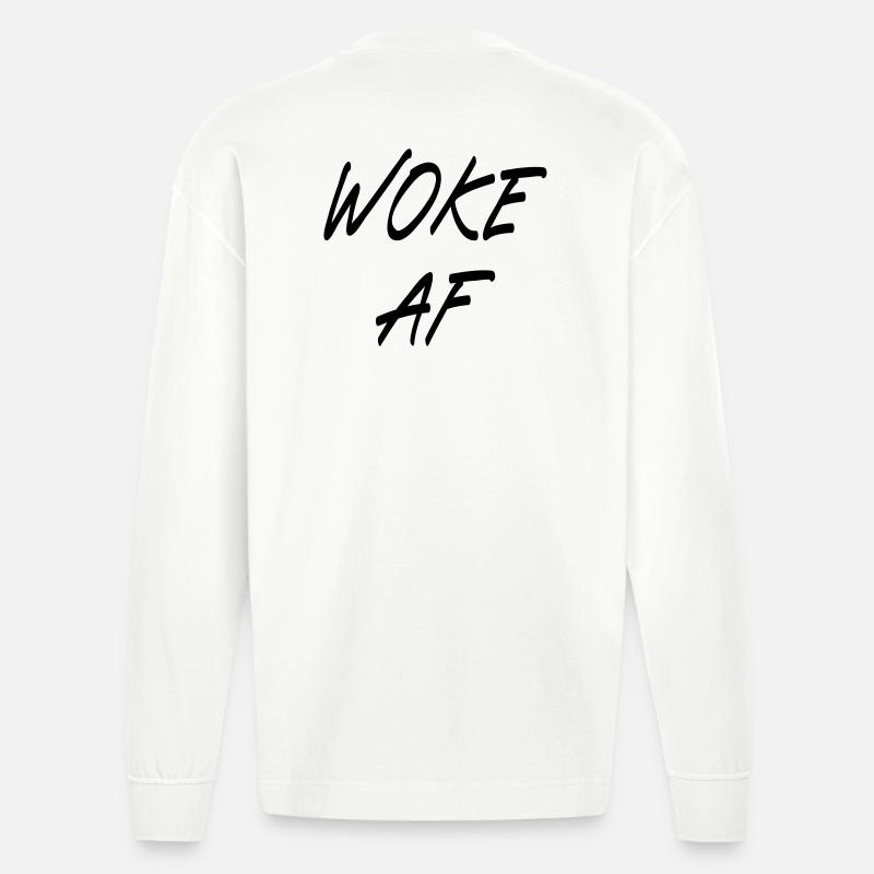 Woke AF - Heavyweight Oversized Organic Langarmshirt Made in EU - OFF WHITE