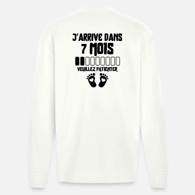 Werdender Vater, werdende Mutter, Schwangerschaft - Heavyweight Oversized Organic Langarmshirt Made in EU - OFF WHITE