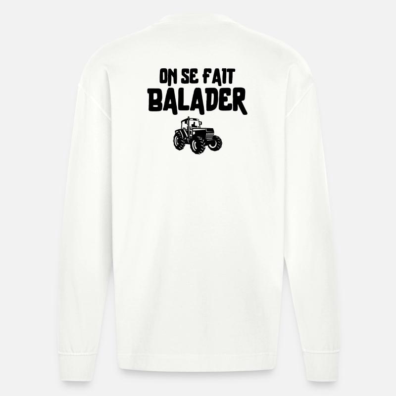 Bauer, Bauer, Bauer, Traktor - Heavyweight Oversized Organic Langarmshirt Made in EU - OFF WHITE