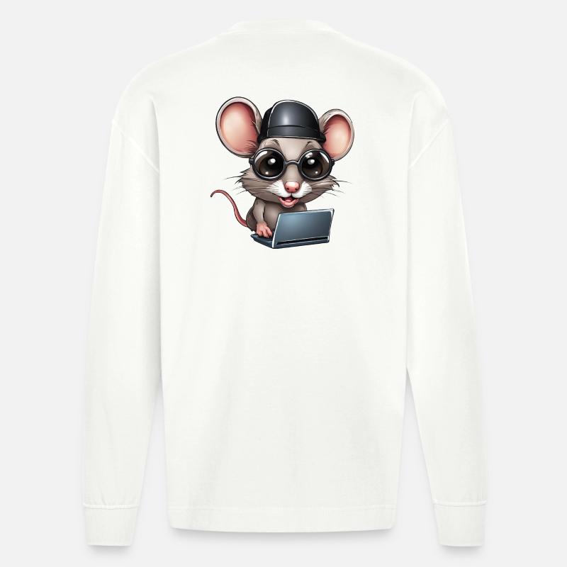 computer, computer geek, computer scientist - Heavyweight Oversized Organic Longsleeve Shirt Made in EU - OFF WHITE