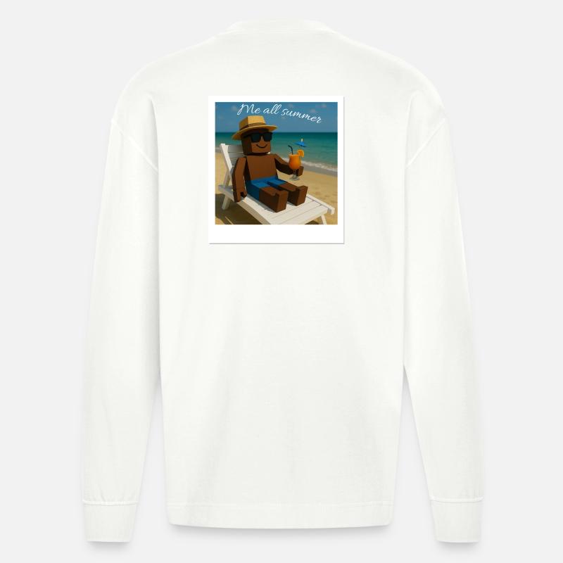 Me all summer - Chill Mode - Heavyweight Oversized Organic Langarmshirt Made in EU - OFF WHITE