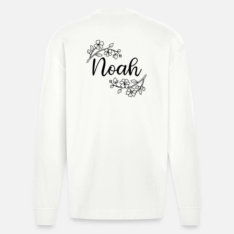 Noah | name of name | Vectorgraphic ! - Heavyweight Oversized Organic Langarmshirt Made in EU - OFF WHITE