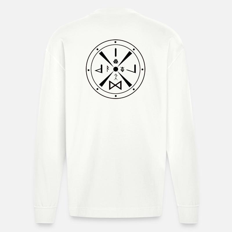 Wikinger Schild- Germanen - Heavyweight Oversized Organic Langarmshirt Made in EU - OFF WHITE