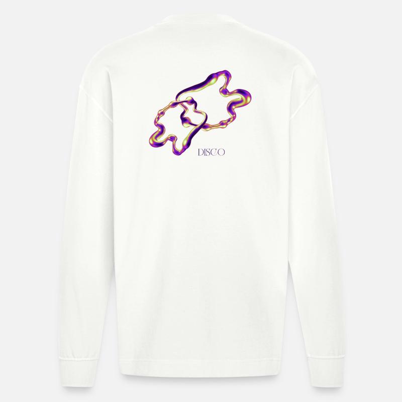 Disco Blob – Neon Abstract Liquid Art - Heavyweight Oversized Organic Langarmshirt Made in EU - OFF WHITE