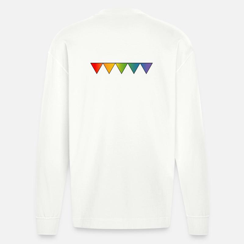 Regenbogen queer triangles - Heavyweight Oversized Organic Langarmshirt Made in EU - OFF WHITE