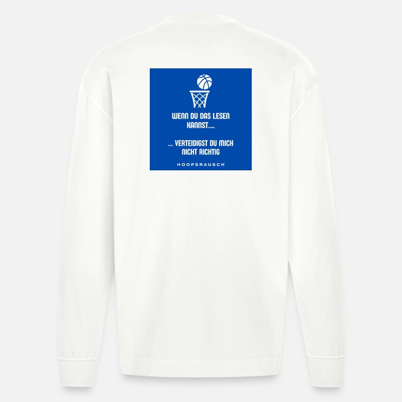 Lesen oder Verteidigen Spruch Hoopsrausch - Heavyweight Oversized Organic Langarmshirt Made in EU - OFF WHITE