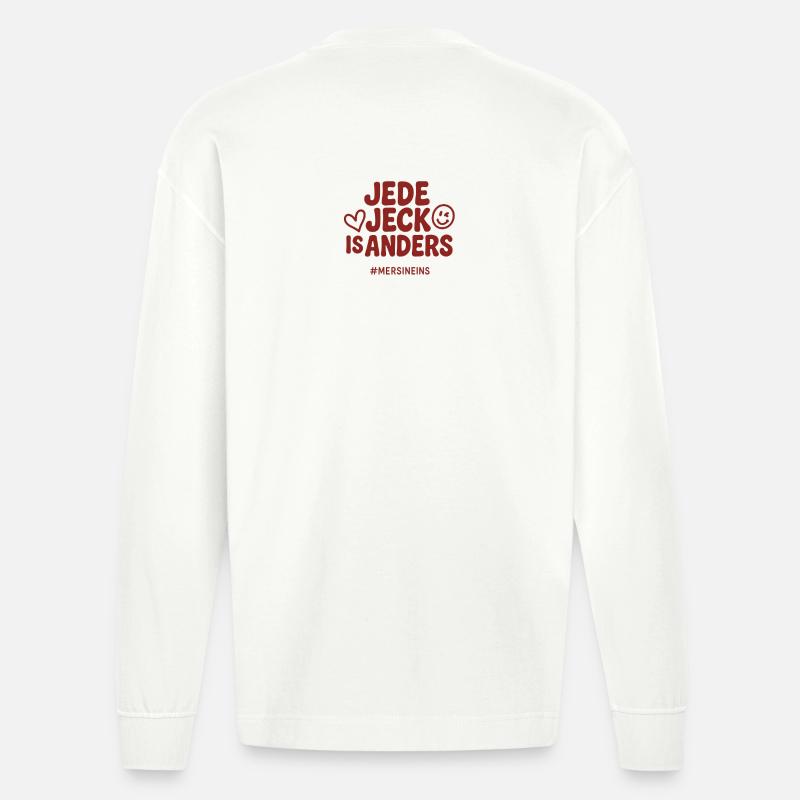 Jede Jeck is anders - Kölner Hingucker - Heavyweight Oversized Organic Langarmshirt Made in EU - OFF WHITE