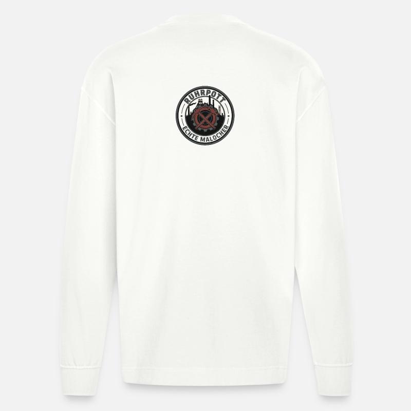 Ruhrpott Echte Malocher Patch - Heavyweight Oversized Organic Langarmshirt Made in EU - OFF WHITE