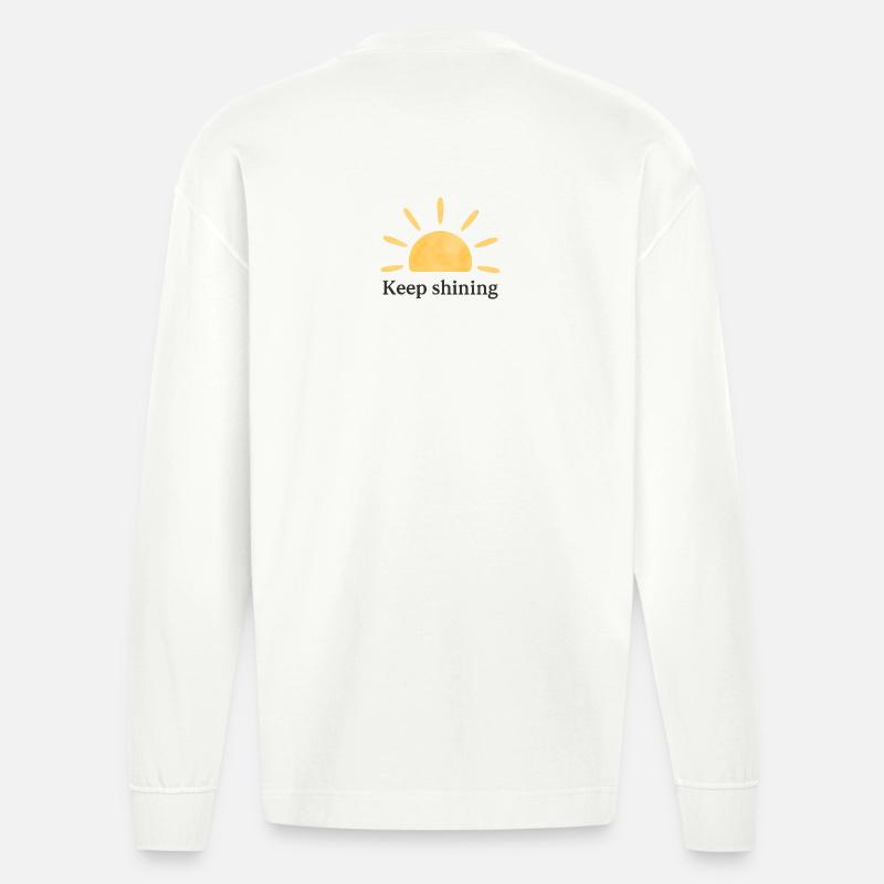 Keep Shining – Sonne – Minimalistisch - Heavyweight Oversized Organic Langarmshirt Made in EU - OFF WHITE