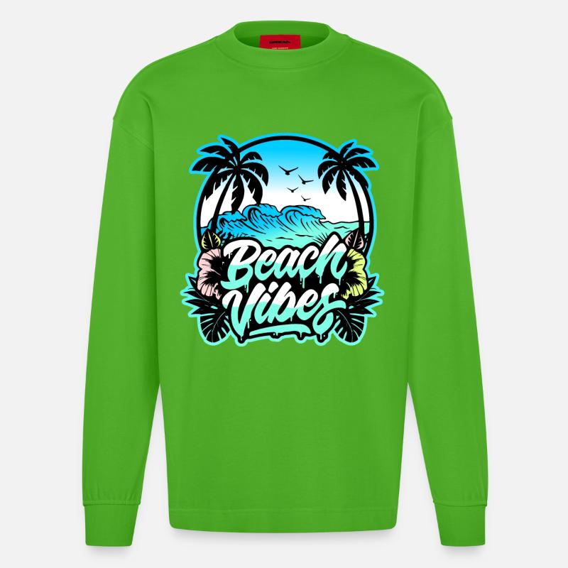 Strandstimmung 🌊 - Heavyweight Oversized Organic Langarmshirt Made in EU - Apple Neon