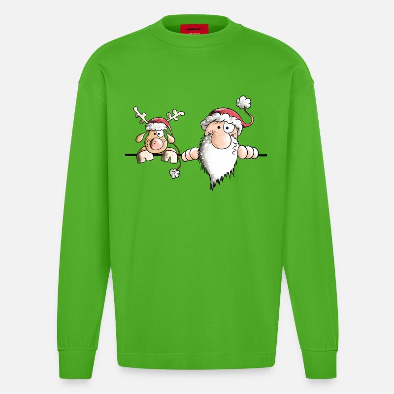 Das Weihnachts Team - Heavyweight Oversized Organic Langarmshirt Made in EU - Apple Neon