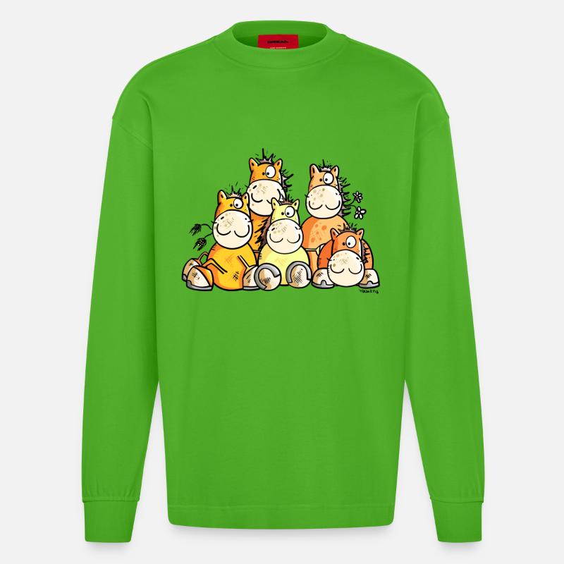 Pferde Freundschaft - Heavyweight Oversized Organic Langarmshirt Made in EU - Apple Neon