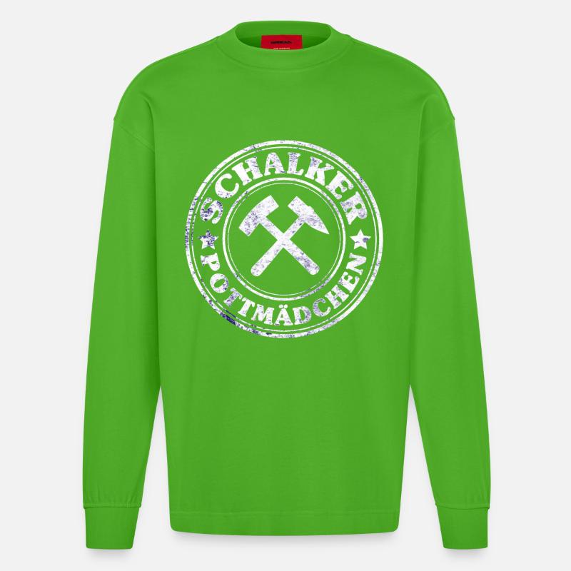 Schalker Ruhrpott Mädchen - Heavyweight Oversized Organic Langarmshirt Made in EU - Apple Neon