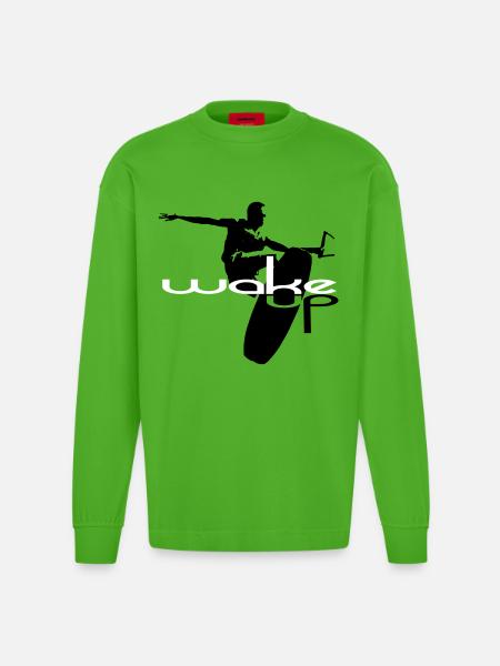 Wakeboard wake up wakeboarding - Heavyweight Oversized Organic Longsleeve Shirt Made in EU - Apple Neon