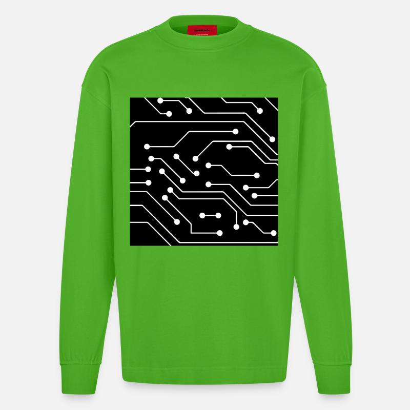 Computer pattern - Heavyweight Oversized Organic Longsleeve Shirt Made in EU - Apple Neon