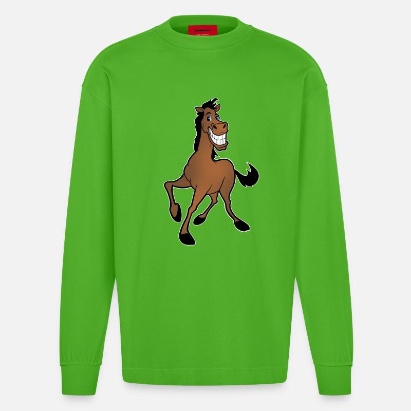 Pferd - Heavyweight Oversized Organic Langarmshirt Made in EU - Apple Neon