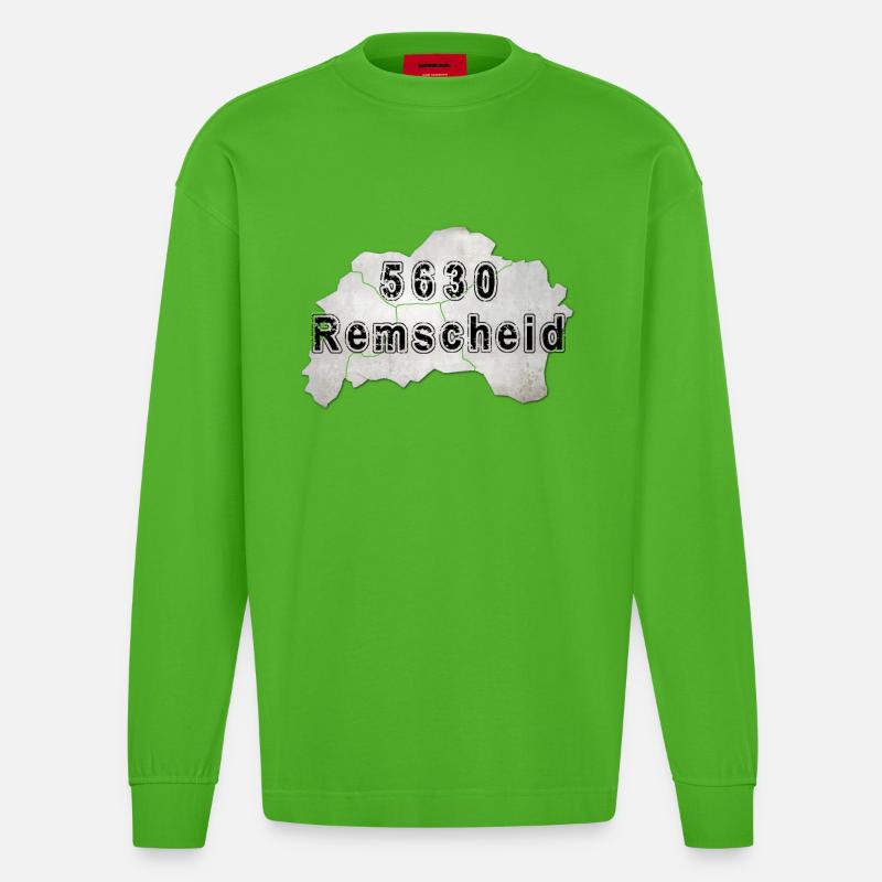 Remscheid 5630 Postkartenstil - Heavyweight Oversized Organic Langarmshirt Made in EU - Apple Neon