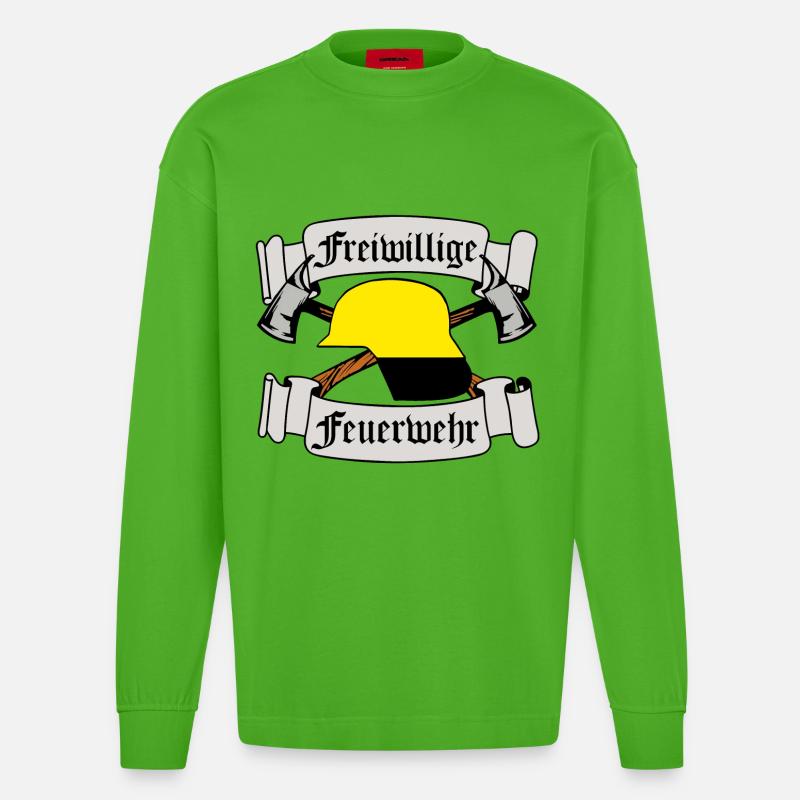 Freiwillige Feuerwehr Emblem - Heavyweight Oversized Organic Langarmshirt Made in EU - Apple Neon