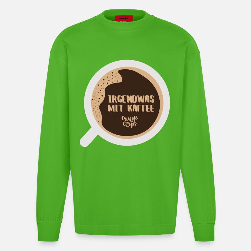 Irgendwas mit Kaffee - Heavyweight Oversized Organic Langarmshirt Made in EU - Apple Neon