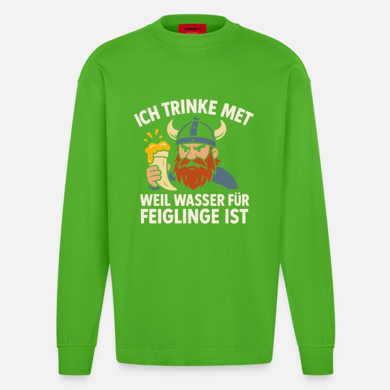 Ich trinke Met - Heavyweight Oversized Organic Langarmshirt Made in EU - Apple Neon