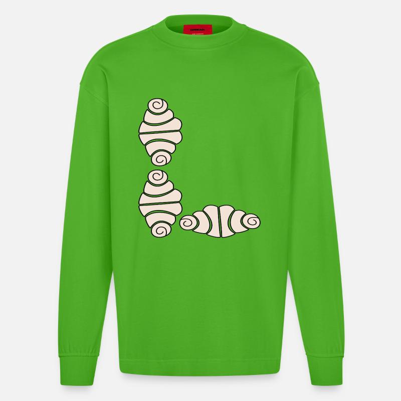 FRANZBRÖTCHEN ANFANGSBUCHSTABE L - NAME - Heavyweight Oversized Organic Langarmshirt Made in EU - Apple Neon