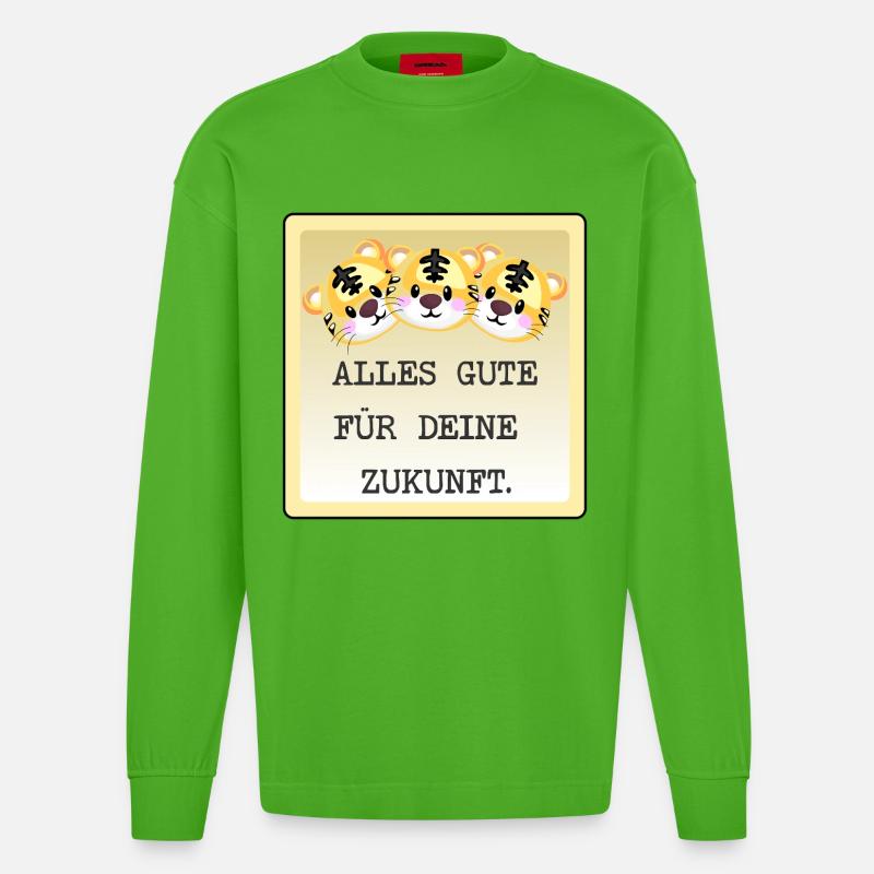 ABSCHIED TEAM TIGER - Heavyweight Oversized Organic Langarmshirt Made in EU - Apple Neon