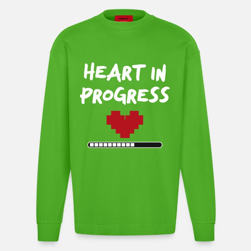 HEART IN PROGRESS Statement - Heavyweight Oversized Organic Langarmshirt Made in EU - Apple Neon