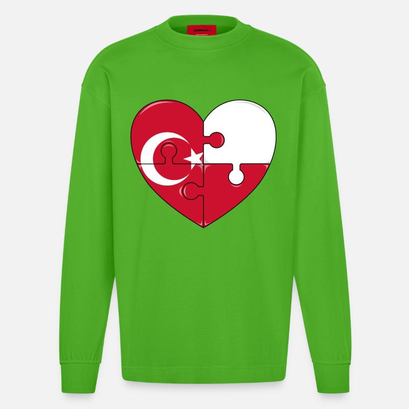 Puzzleherz Flaggenfusion - Heavyweight Oversized Organic Langarmshirt Made in EU - Apple Neon