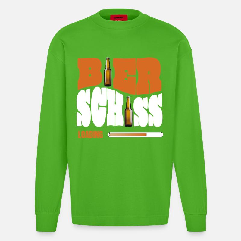 Bierschiss Loading - Heavyweight Oversized Organic Langarmshirt Made in EU - Apple Neon
